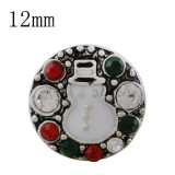 12MM Christmas snap sliver Plated with red rhinestone and enamel KS8098-S snap jewelry
