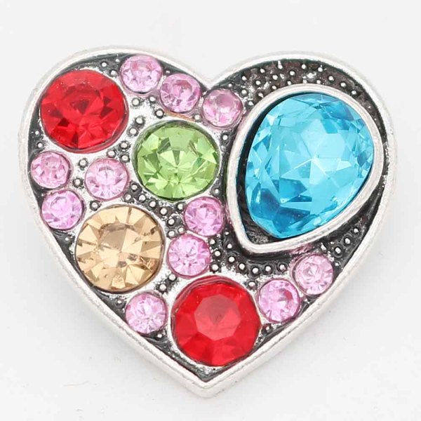20MM snap Love sliver Plated with colorful rhinestones KC6729 snaps jewelry