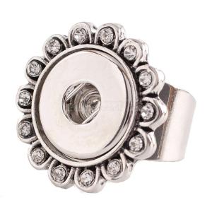 18MM 8# snaps adjustable metal Ring with rhinestone KC0917 snaps jewelry  rings for women