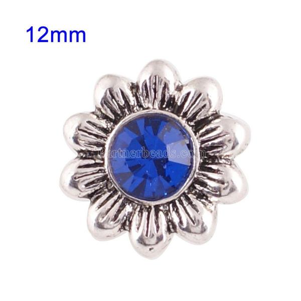 12mm Small size snaps with blue Rhinestone for chunks jewelry