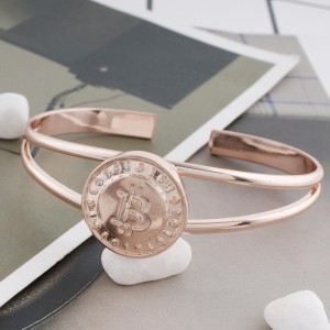 20MM Bitcoin coin Rose-Gold Plated KC5669 snaps jewelry