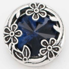 20MM design snap Silver Plated with dark blue rhinestone KC6734 snaps jewelry