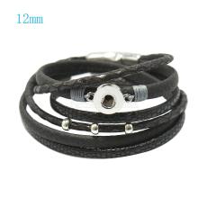 16inch PU leather bracelets fit 12MM snaps chunks