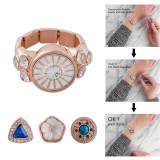 12MM snaps adjustable rose gold Ring with Rhinestone KS1190-S snaps jewelry
