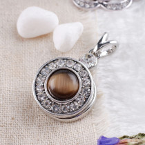 20MM Round snap Antique Silver Plated with brown rhinestone and Natural stone KB8733 snaps jewelry