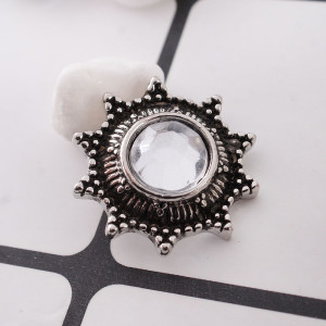 18MM snap Antique Silver Plated with white Rhinestone KC9635 snaps jewelry