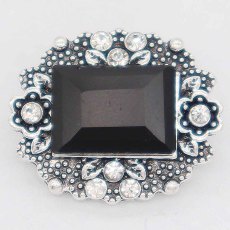 20MM design snap Silver Plated with black rhinestone KC6860 snaps jewelry
