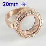 Stainless Steel RING  8# size  with Dia 20mm floating charm locket gold color