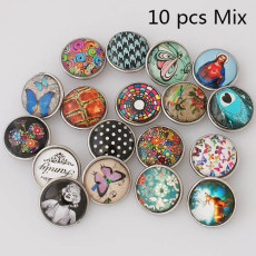 10pcs/lot glass snap buttons MixMix all styles 20MM Snap buttons MIX style for random Snaps Jewelry