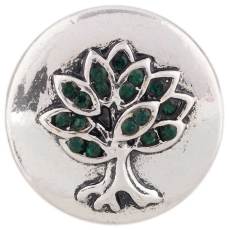 20MM tree Antique silver plated with green Rhinestone KC7434 interchangeable snaps jewelry