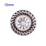 12mm Small size snaps with white Rhinestone for chunks jewelry