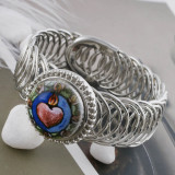 20MM heart Painted  ting enamel metal C5116 print snaps jewelry