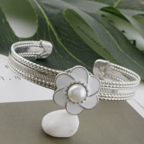 20MM flower snap sliver Plated with pearl and white enamel KC9872 snaps jewelry