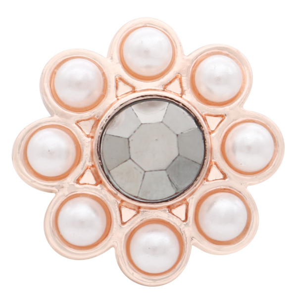 20MM flower snap Retro rose-gold plating inlaid with gray pearls KC7714 snap jewelry