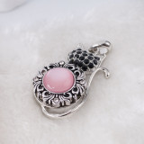 20MM Pattern snap Antique Silver Plated with pink rhinestone KB6491 snaps jewelry