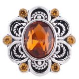 20MM snap flower Antique silver plated with brown rhinestones  KC6289 interchangable snaps jewelry