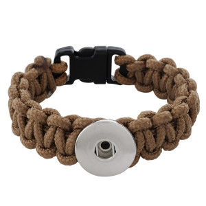 24.5CM  Handmade Lifesaving rope brown line bracelets KC0271 fit 20mm snaps chunks