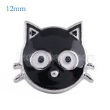 12MM CAT snap Antique Silver Plated with blackj enamel KS6084-S snaps jewelry