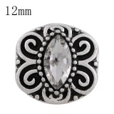 12MM design snap sliver plated with white Rhinestone and Enamel KS6253-S interchangeable snaps jewelry