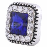 20MM Square snap Antique Silver plated with deep blue Rhinestones KC6249 snaps jewelry