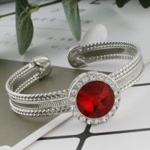 20MM Round snap Silver Plated with red rhinestone KC9794 snaps jewelry