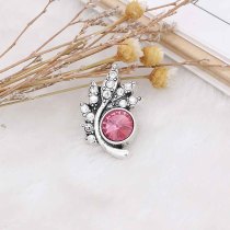20MM design snap Silver Plated with Pink Rhinestones KC6571 snaps jewelry