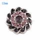 12MM Flower snap Silver Plated with purple Rhinestone KS9613-S snaps jewelry