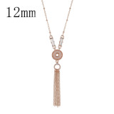 Pendant of rhinestone Rose Gold  Necklace with 80CM chain KS1150-S fit 12mm snaps jewelry