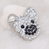 20MM dog snap Silver Plated with white rhinestone KC7987 snaps jewelry