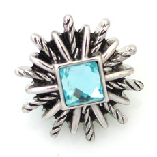 20MM Polygon snap Antique Silver Plated with light blue rhinestone KB5302 snaps jewelry