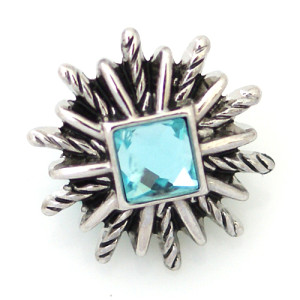 20MM Polygon snap Antique Silver Plated with light blue rhinestone KB5302 snaps jewelry