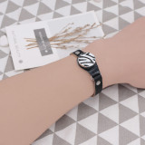 1 buttons black Genuine leather KC0275 type bracelets fit 20MM snaps chunks