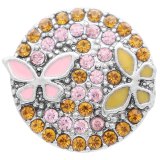20MM  Butterfly snap Silver Plated with yellow rhinestone and enamel KC7923 snaps jewelry