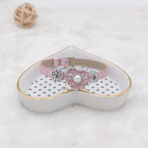 20MM love silver plated with pink rhinestone and pearl snap jewelry