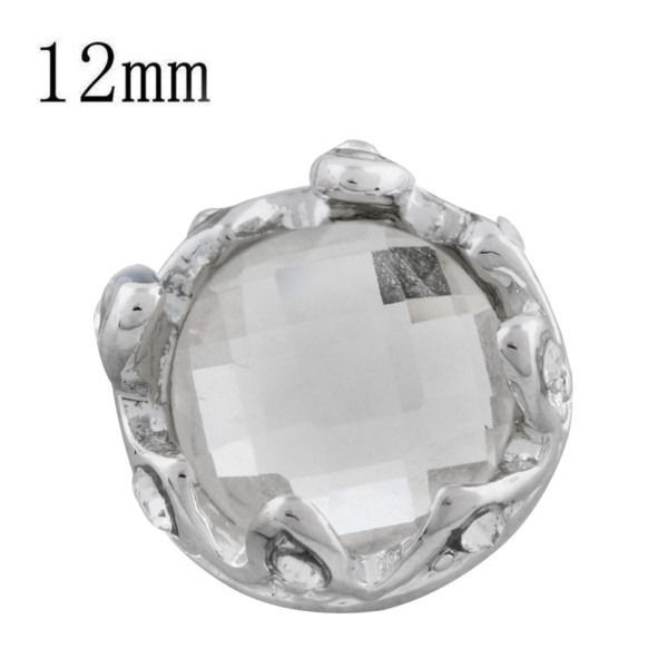 12MM Crown snap sliver Plated with white rhinestone KS9705-S snaps jewelry