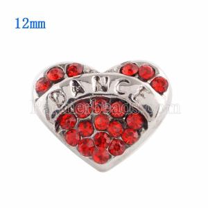 12MM Love snap Silver Plated with red Rhinestone KS9629-S snaps jewelry