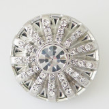 20MM Flower snap Silver Plated with white rhinestone KB5298 snaps jewelry