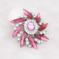 20MM design snap Silver Plated with pink rhinestone KC7927 snaps jewelry