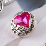 20MM Love snap Silver Plated with rose-red Rhinestone KC6131 snaps jewelry