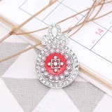 20MM design snap silver Plated with Rhinestones and red enamel  KC7765 snaps jewerly