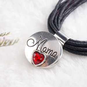 20MM love MOM Mama snap Antique Silver Plated with red  rhinestone KB8227 snaps jewelry
