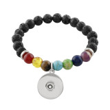 8mm black lava beads fit 18&20MM snap 7 Chakra Healing Balance Bead Yoga Crystal Seed Beads Bohemian Handmade Multicolor Bracelet