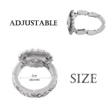 snaps adjustable sliver Ring with rhinestone fit 12mm snap chunks size 2cm  rings for women
