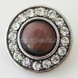 20MM Round snap Antique Silver Plated with brown rhinestone and Natural stone KB8733 snaps jewelry
