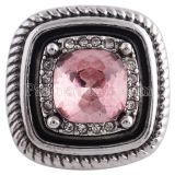 20MM Square snap silver Antique plated with pink rhinestone KC5272 snaps jewelry