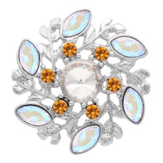 20MM Flowers snap Silver Plated with  rhinestone  KC7944 snaps jewelry multicolor
