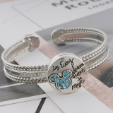 20MM Cartoon snap sliver plated with blue rhinestone KC6507 snaps jewelry