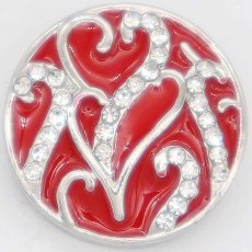 20MM round snap Silver Plated with rhinestone and red enamel KC6802 snaps jewelry