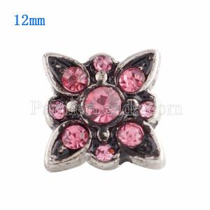 12MM snap Silver Plated with rose Rhinestone KS9626-S snaps jewelry