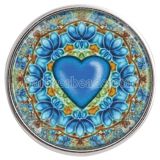 20MM snap glass Loveheart C1051 interchangeable blue